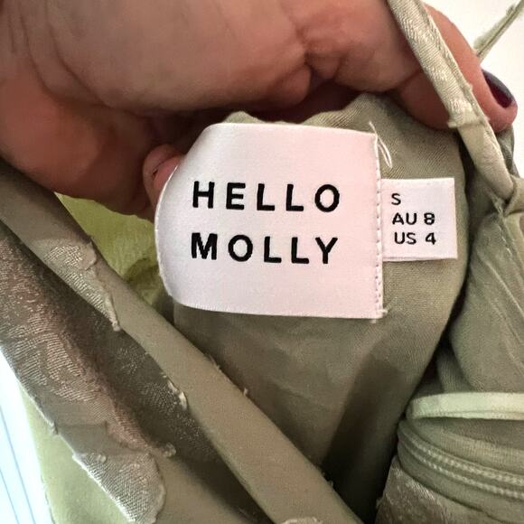 Hello Molly Green Jacquard Floral  Dress SZ 4 - Picture 7 of 10